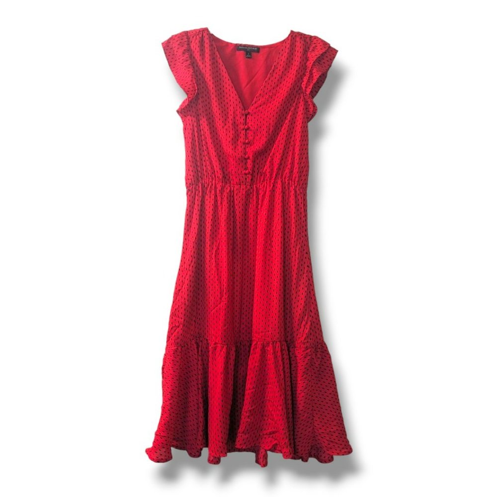 Banana Republic Factory Red Polka Dot Midi Dress